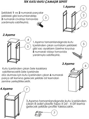 Meleni Home 70 Litre Sürgülü, Raflı Çamaşır Sepeti, Raflı Kirli Çamaşır Sepeti, Banyo Düzenleyici