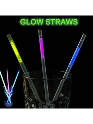 Go İthalat Karanlıkta Parlayan Glow Fosforlu Pipet 3 Renk 3 Adet (4533)