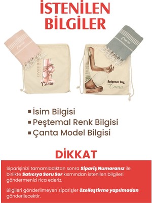 Giftcrea Kişiye Özel Pamuk Peştamal ve Spor Çanta Seti , Özelleştirilebilir Spor Çanta Seti Isme Özel