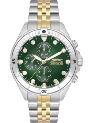 Slazenger SL.09.2227.2.04 Quartz Çelik Altın/gri Yeşil Kadran 45 mm Erkek Kol Saati