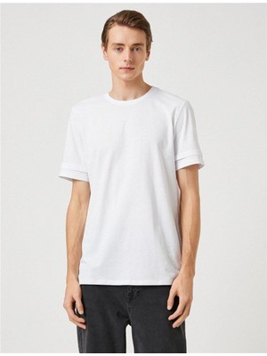 Koton 3SAM10014HK Beyaz 000 Erkek Jersey Pamuk T-Shirt