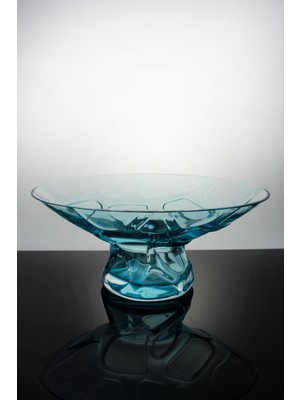 Paşabahçe Denizlicam El Imalatı Kristal Turkuaz Oval Desenli Kase 1027819 23563