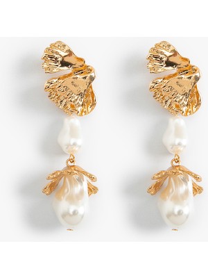 Koton Inci Küpe Ginkgo Yaprak Detaylı Sallantılı Orta Boy