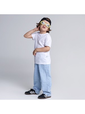 EMR Kids Pamuk Bisiklet Yaka Beyaz Tshirt