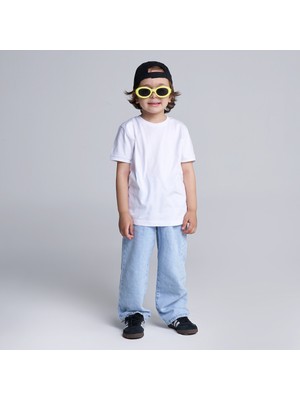 EMR Kids Pamuk Bisiklet Yaka Beyaz Tshirt