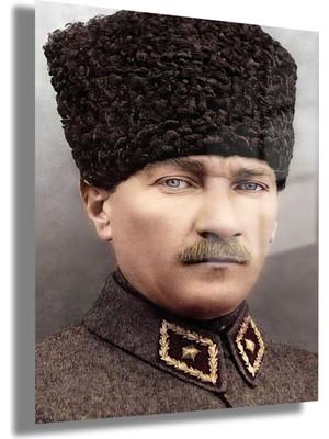 Gaagart Temperli Gerçek Cam Tablo Portre Kalpaklı Atatürk Fotoğrafı