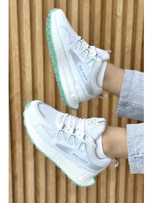 Solazer Kadın Bej Gri Ortopedik Confort Taban Fileli Sneaker Günlük Spor Ayakkabı 029