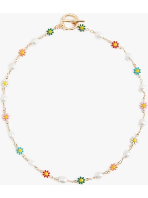 Koton Boncuklu Çiçekli Kolye