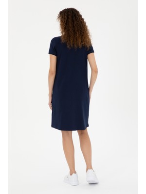 U.S. Polo Assn. Kadın Lacivert Polo Yaka Mini Boy Örme Elbise 50280038-VR033