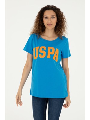 U.S. Polo Assn. Kadın Saks Bisiklet Yaka Basic Tişört 50280036-VR045