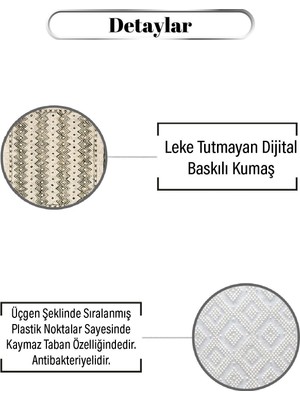 Marka Dekor Yatay Elmas Desen Dijital Baskılı Kaymaz Zenit Halı