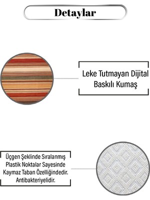 Marka Dekor Renkli Şerit Desen Dijital Baskılı Kaymaz Zenit Halı