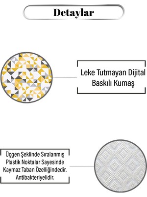 Marka Dekor Sarı Beyaz Üçgen Desen Dijital Baskılı Kaymaz Zenit Halı