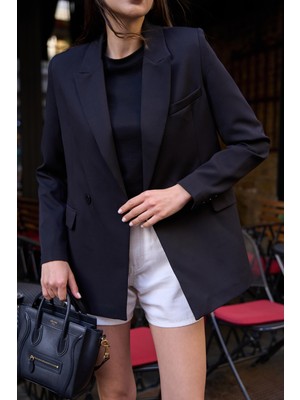 Your Name Loose Fit Feminen Siyah Kadın Blazer Ceket