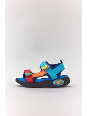 Dudino Kids Footwear Mavi Coconut Cırt Cırtlı Renkli Çocuk Sandalet