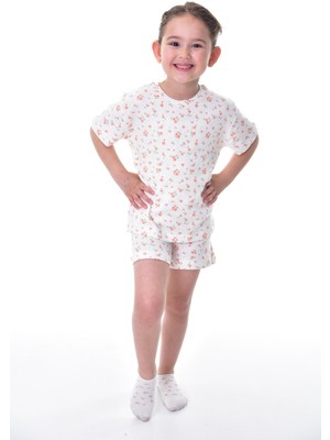 Bunny Hopp %100 Pamuk Interlok Kumaş Sağlığa Duyarlı Kısa Kollu Şortlu Kız Çocuk Pijama Takımı