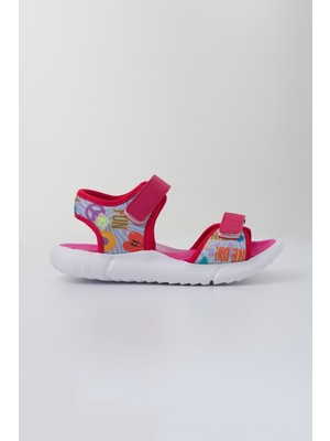 Dudino Kids Footwear Pembe Kız Paris Cırt Cırtlı Çocuk Sandalet