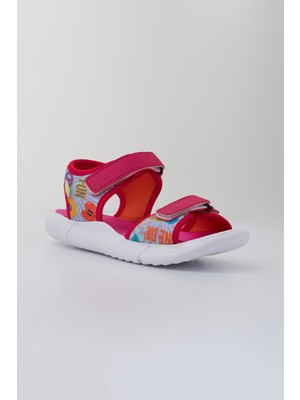 Dudino Kids Footwear Pembe Kız Paris Cırt Cırtlı Çocuk Sandalet