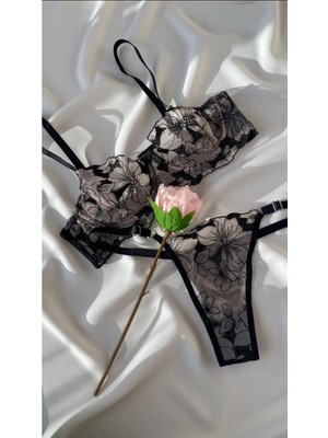 La Linaa Blackrose Kadın Çiçekli Bralet Takım