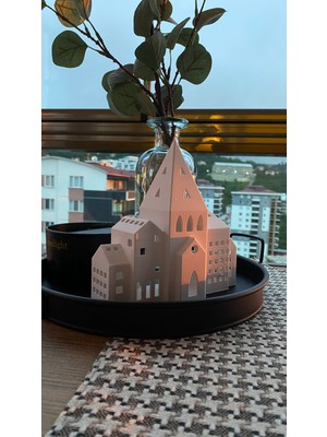 Root Made Dekoratif Ev Tealight Mumluk Modern Kış Evi Konsol Süsü Dekoratif Obje Camları Açık Geniş Ev