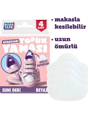 Boss Tape Ayakkabı Topuk Yaması Kendinden Yapışkanlı Ayakkabı Tamir Bandı Beyaz