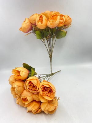 Konak 10LU Cipsolu Şakayık Demet (Turuncu) (Yumurta Gülü) 36CM (Yapay Çiçektir)