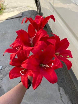 Konak 9lu Zambak Demet (Demonte) Kırmızı (Yapay Çiçektir)