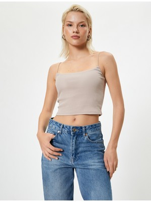 Koton Basic Ince Askılı Crop Atlet Ribanalı Pamuklu