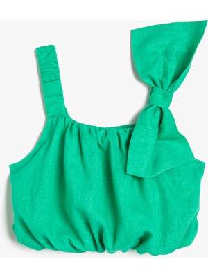 Koton Askılı Crop Atlet Keten Karışımlı Fiyonk Detaylı