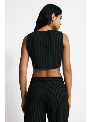 Babokah Çizgili Krop Yelek