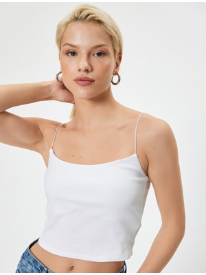 Koton Basic Ince Askılı Crop Atlet Ribanalı Pamuklu