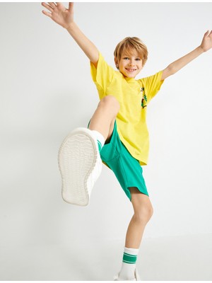 Koton Oversize T-Shirt Mickey Mouse Lisanslı Kısa Kollu Bisiklet Yaka Pamuklu