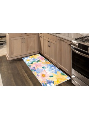 Colorix Carpet Kaymaz Taban Tezgah Önü Mutfak Paspası 75X150 cm No: 1387