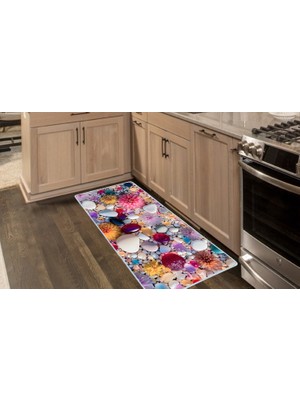 Colorix Carpet Kaymaz Taban Tezgah Önü Mutfak Paspası 75X150 cm No: 1084