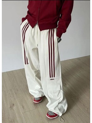 Edvess High Quality Retro American Style Bol Yan Cepli Eşofman Altı Pantolon Sweatpants