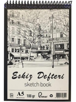 Artlantis Eskiz Defteri A5 Spralli 50 Yaprak 1 Adet 100 gr 148X210 mm Sketch Book Üstten Açılmalı Ezkiz Defteri