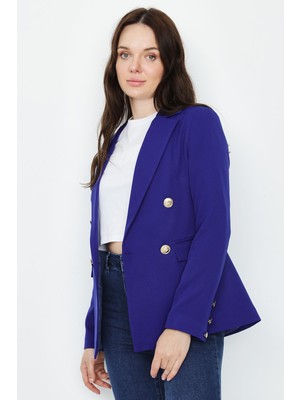 Select Moda Kadın Gold Düğmeli Blazer Ceket