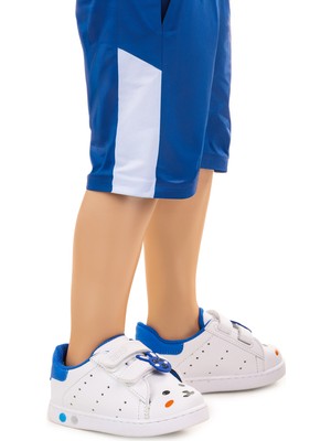 Kiko Kids Bart Cırtlı Işıklı Erkek Bebek Spor Ayakkabı Beyaz - Mavi