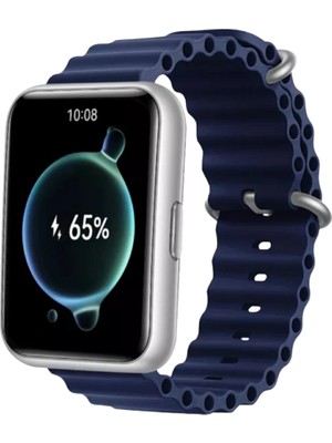 FirstModel Huawei Watch Fit 2 Uyumlu Ocean Silikon Kordon Pim Çevirici Aparatı ile Birlikte Lacivert