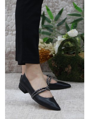 Mehmet Mete 61-02 Fashion Taşlı Kadın Babet