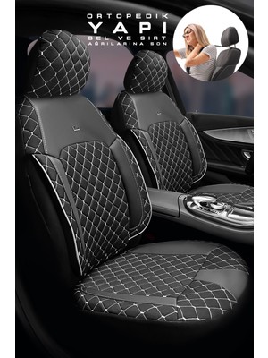 Trobus Skoda Karoq Suv 2019 Aracınıza Uyumlu Koltuk Kılıfı Jakar Deri Siyah Beyaz
