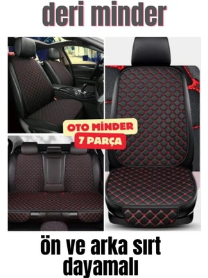 Trobus Deri Cepli Oturak Kapitone Sırt Dayamalı Minder Siyah Kırmızı