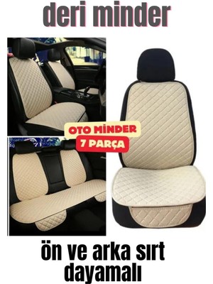 Trobus Deri Cepli Oturak Kapitone Sırt Dayamalı Minder Bej