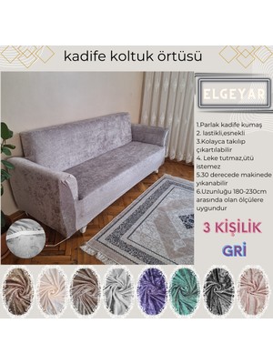 Elgeyar Kadife Koltuk, Kanepe, Çekyat Örtüsü , Koltuk Kılıfı( 3 Kişilik)