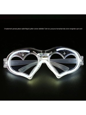 Pandoli Camsız Tam Tur Beyaz Renk LED Işıklı Parti Gözlüğü 1 Adet Hawai Retro Hallow