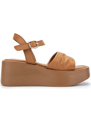 Tamer Tanca Kadın Hakiki Deri Taba Topuklu Sandalet 453 Moro-80 Bn Sndlt Y24 Taba Dr