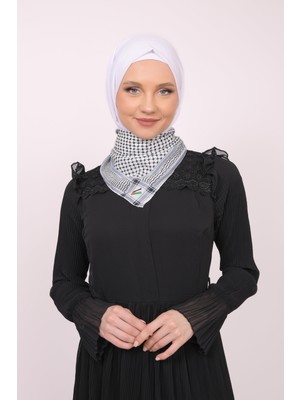 Zaytoon Siyah Çizgili Filistin Şal Kefiye Fular Saçaksızlı Filistin Fular Unisex S100011