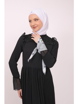 Zaytoon Siyah Çizgili Filistin Şal Kefiye Fular Saçaksızlı Filistin Fular Unisex S100011