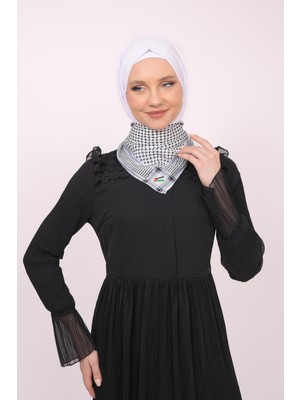 Zaytoon Siyah Çizgili Filistin Şal Kefiye Fular Saçaksızlı Filistin Fular Unisex S100011