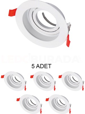 Cata CT-5229 Pars Yuvarlak Boş Spot Kasası Beyaz Renk GU10 - 5’li Paket